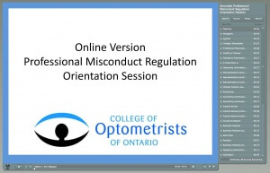 Online version professional misconduct regulation orientation session